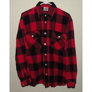 Rothco Men’s Large LS Flannel Button Shirt Red Black Tartan Plaid 100% Cotton